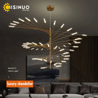 Firework Shape LED Chandelier in Gold and Black for Home Lighting
