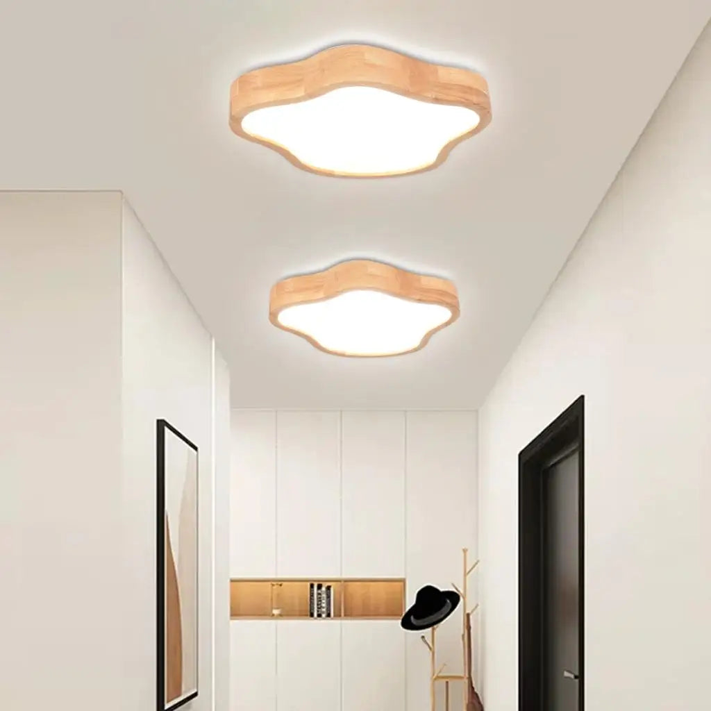 Cloud Shape Wooden LED Ceiling Light for Modern Nordic Home Living Room Surface Fixture