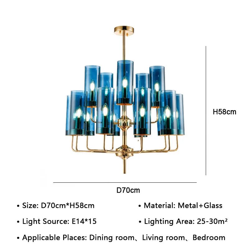 American Lustre Glass Chandelier LED Pendant Light Fixture