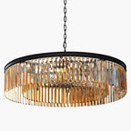 Retro Gold Black Metal LED Crystal Pendant Chandelier Loft Hanging Light