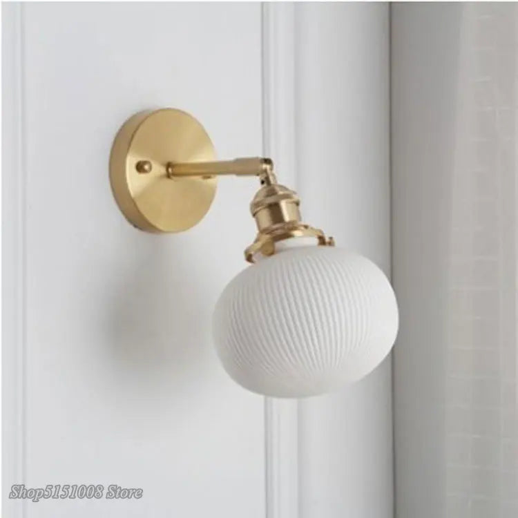 Nordic Ceramic LED Wall Light Modern Japanese Style Vintage Wall Lamp Sconce