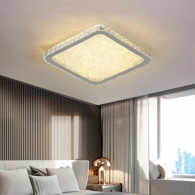 Crystal LED Ceiling Lamp: Luxury Golden Glossy Lighting Fixture for Living Room