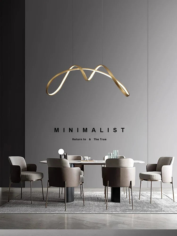 Modern Copper LED Chandelier for Dining Room and Bedroom Lighting