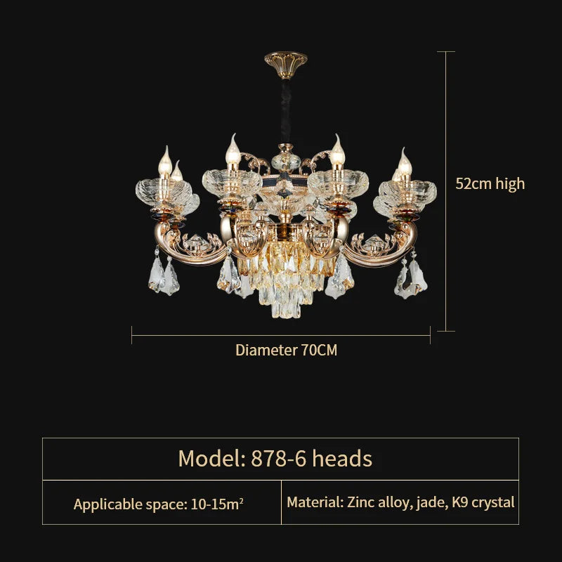 Jade Crystal Chandelier: Elegant European Living Room Lamp