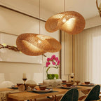 Bamboo Woven Chandelier Tea Room LED Lighting