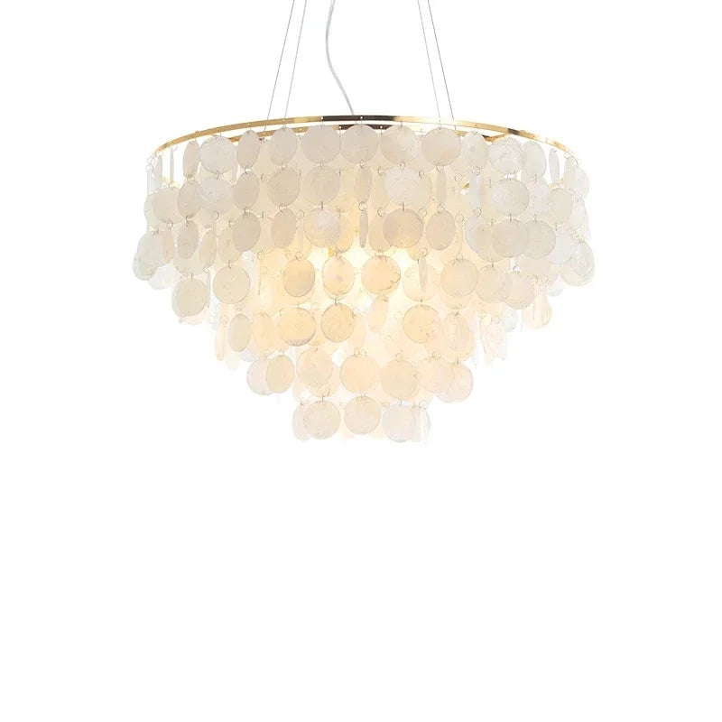 Gold Chrome Metal Shell Chandelier for Restaurant Living Room Hotel Hall