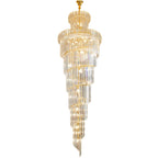 Crystal Spiral Chandelier | Elegant Long Pendant Light for Hotel Lobby & Sales Hall