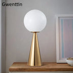 Gold Glass Ball Table Lamp LED Desk Lighting Modern Home Decor for Bedroom Living Room
