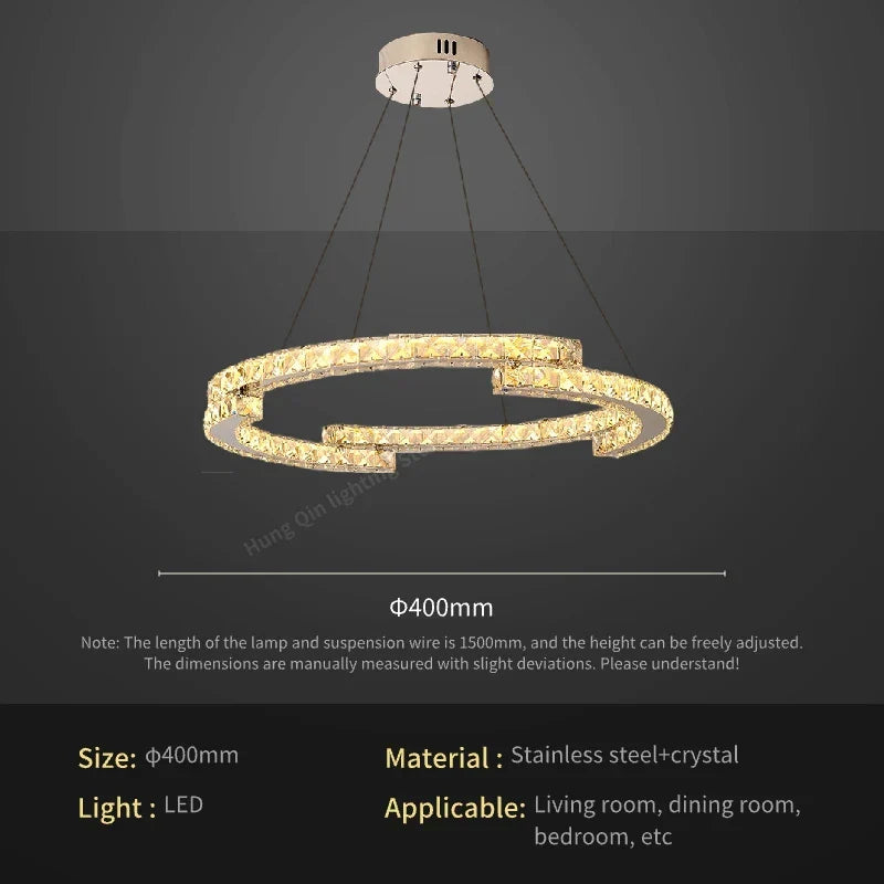 Circular Crystal Pendant Light Chandelier for Living Room