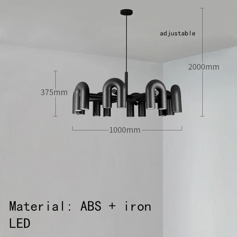 U-shaped Iron Chandelier Modern Minimalist LED Lighting for Home and Restaurant