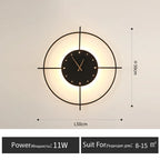 Nordic Wall Lamp Clock Modern Silent Bedroom Decor Lighting