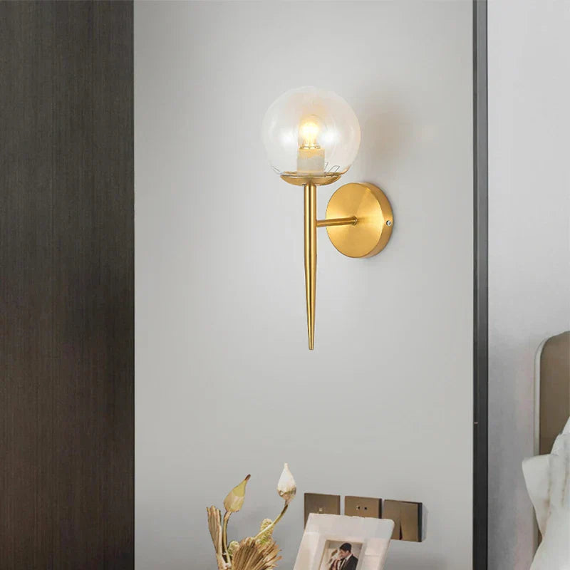 Luxury Glass Wall Lamp Brass Color Home Art Deco Sconce Wall Lights