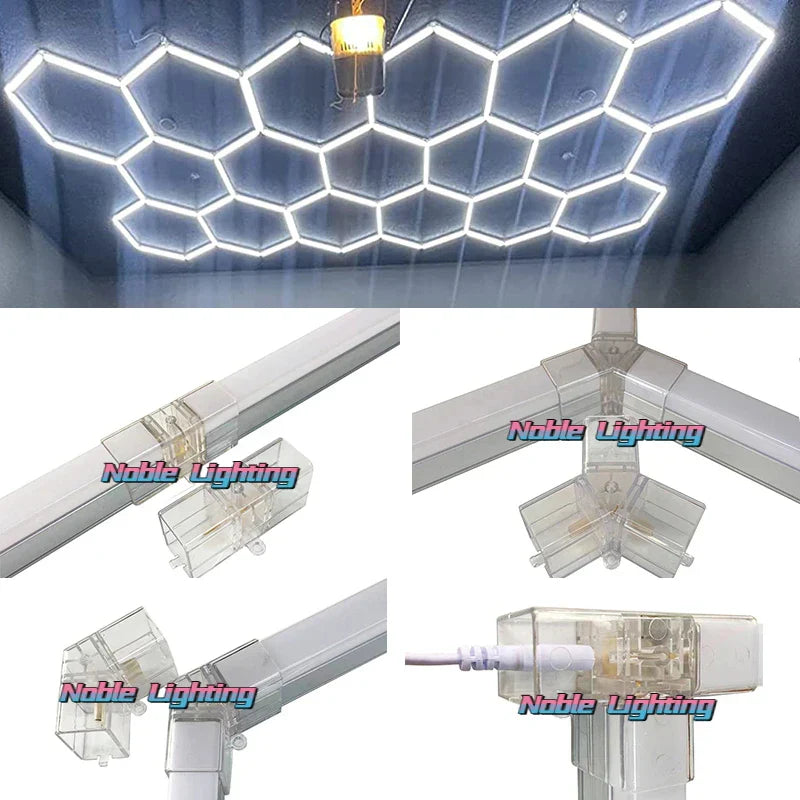 Hexagon LED Garage Ceiling Light for Auto Body Repair & Workshop