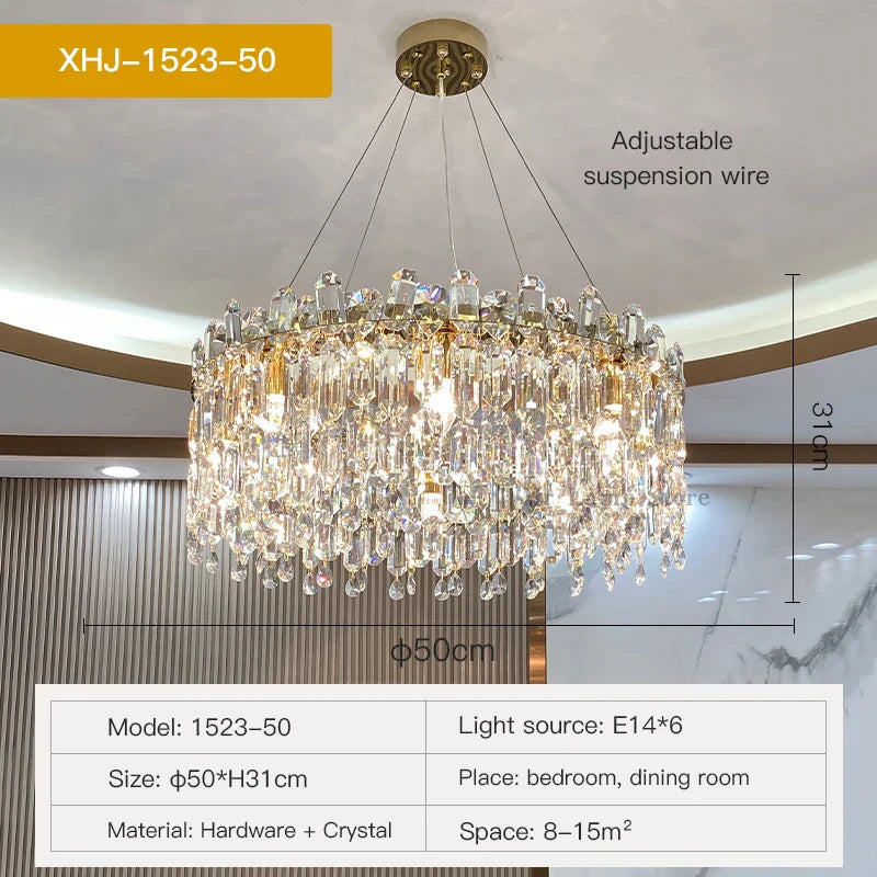 Crystal Pendant Chandelier: Luxury LED Decor for Living Room & Kitchen