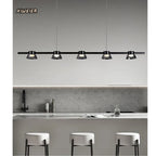 Black Strip Chandelier: Modern Nordic LED Lighting for Office, Restaurant, Living Room