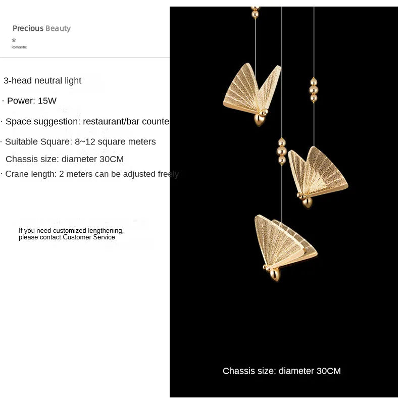 Butterfly Pendant Lamps: Modern Luxury Staircase Bedroom Decor Fixtures
