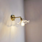 Nordic Glass Wall Lamp Rotatable Brass Bedside Sconce Light Fixture by Afralia™