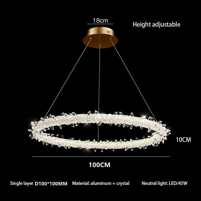 Crystal Flower LED Chandelier Pendant Light for Living and Dining Room