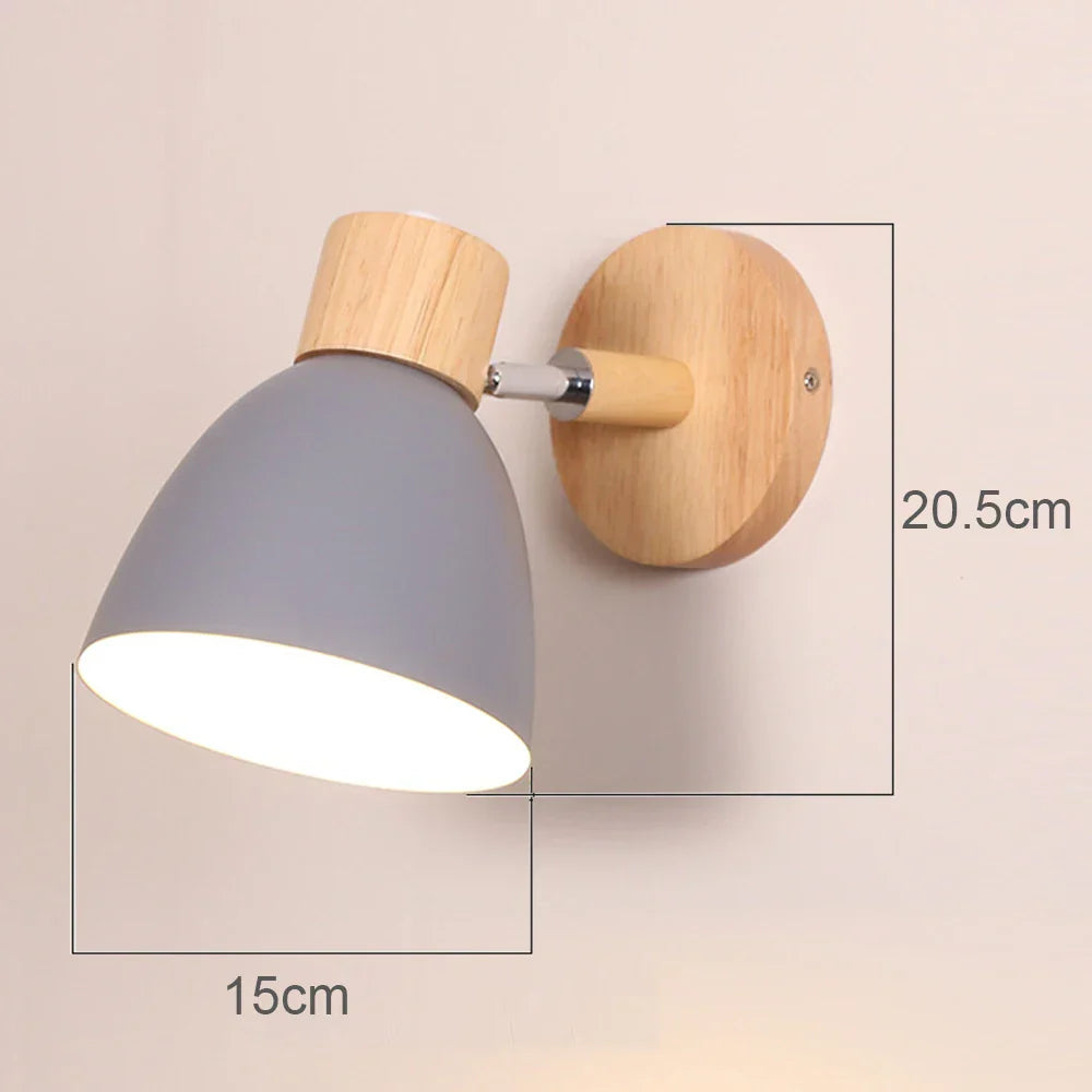 Wood Bedroom Wall Light Modern Macaron LED Sconce, Nordic Minimalist Design