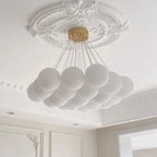 White Glass Ball Chandelier Ceiling Modern Bean Lantern Hanging Light