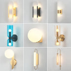 Scandinavian Brass Wall Sconce Glass Shade for Modern Living Room Lighting