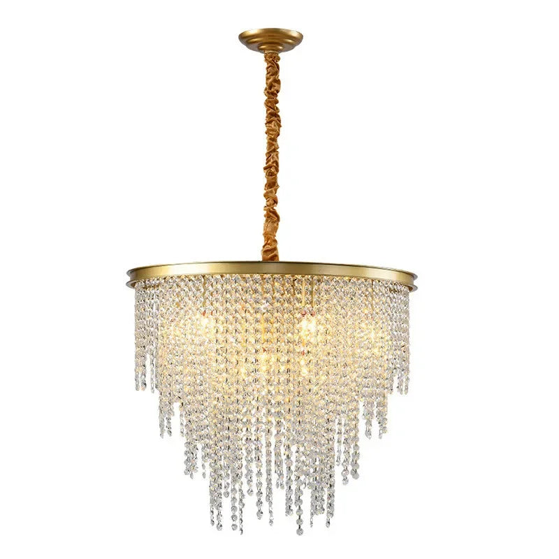 Retro E14 LED Pendant Lights in Black/Gold Finish - Elegant Crystal Suspension Lamp