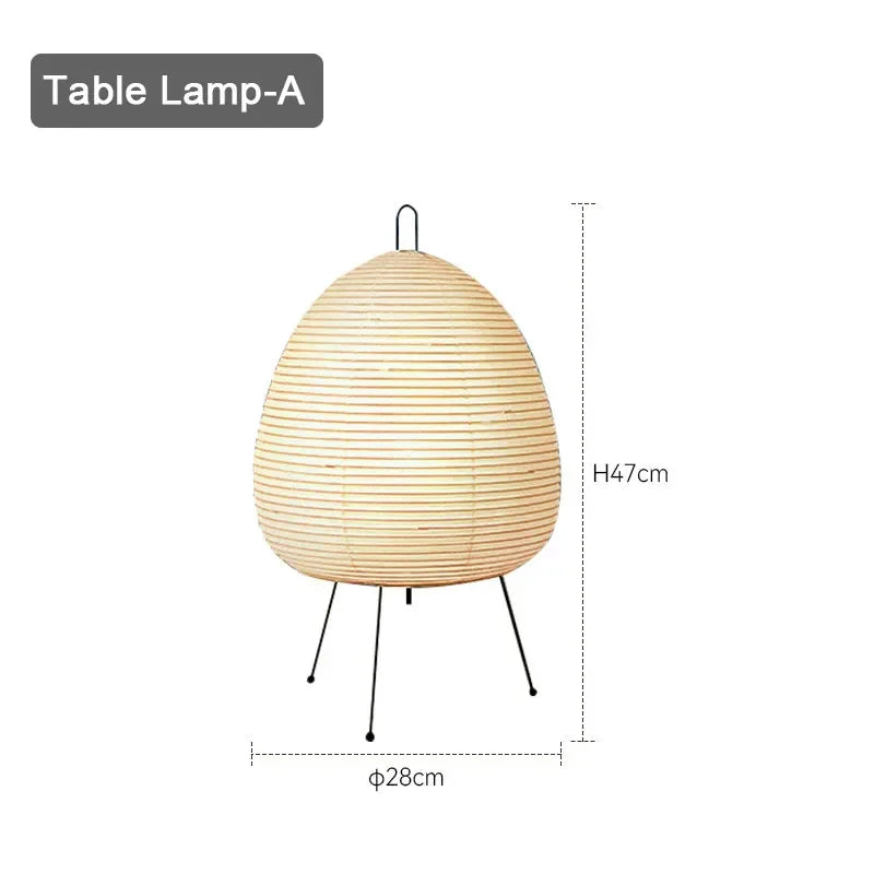 Modern Tripod Rice Paper Table Lamp LED Night Light for Bedroom Home Decor