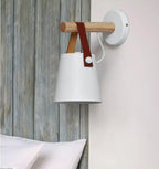 Modern Nordic Wooden Wall Lights Bedside Sconce by - White Lampshade, E27