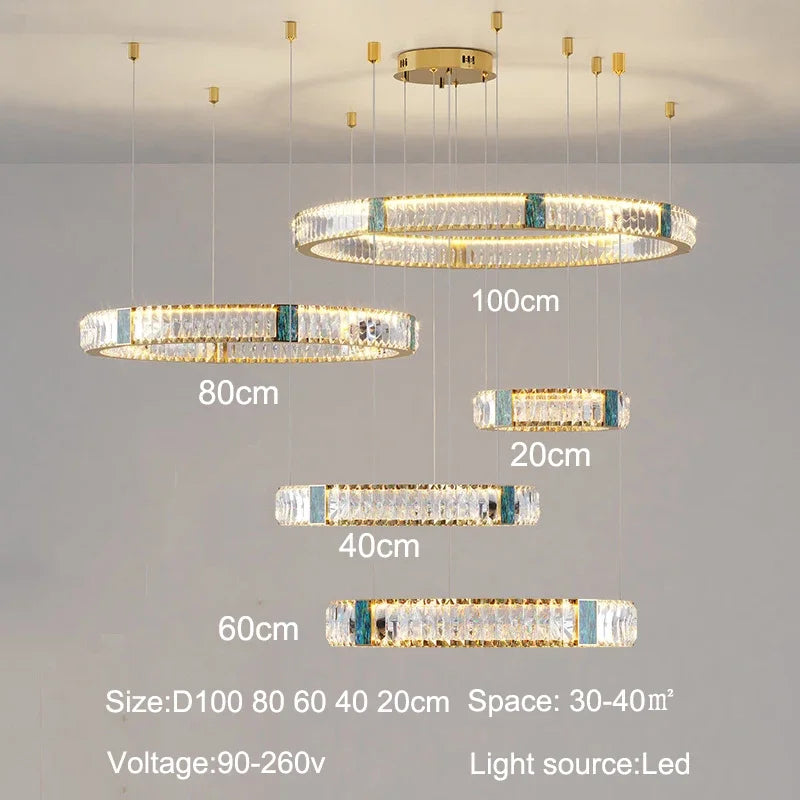 Luxury Golden Crystal Round Ceiling Chandelier with Remote Control LED Light