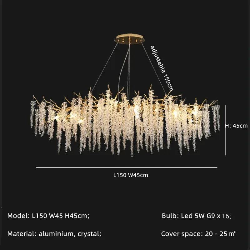 Gold Aluminium Branch Pendant Light Chandelier for Modern Dining Room Decor