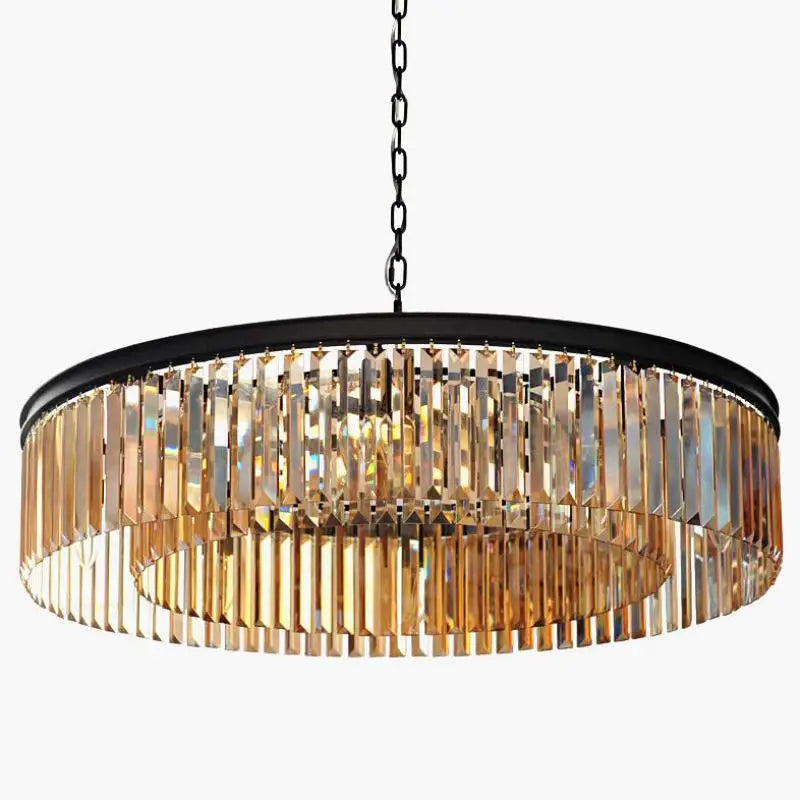 Gold Black Metal LED Pendant Lights with Crystal Suspension and Chain Hangings