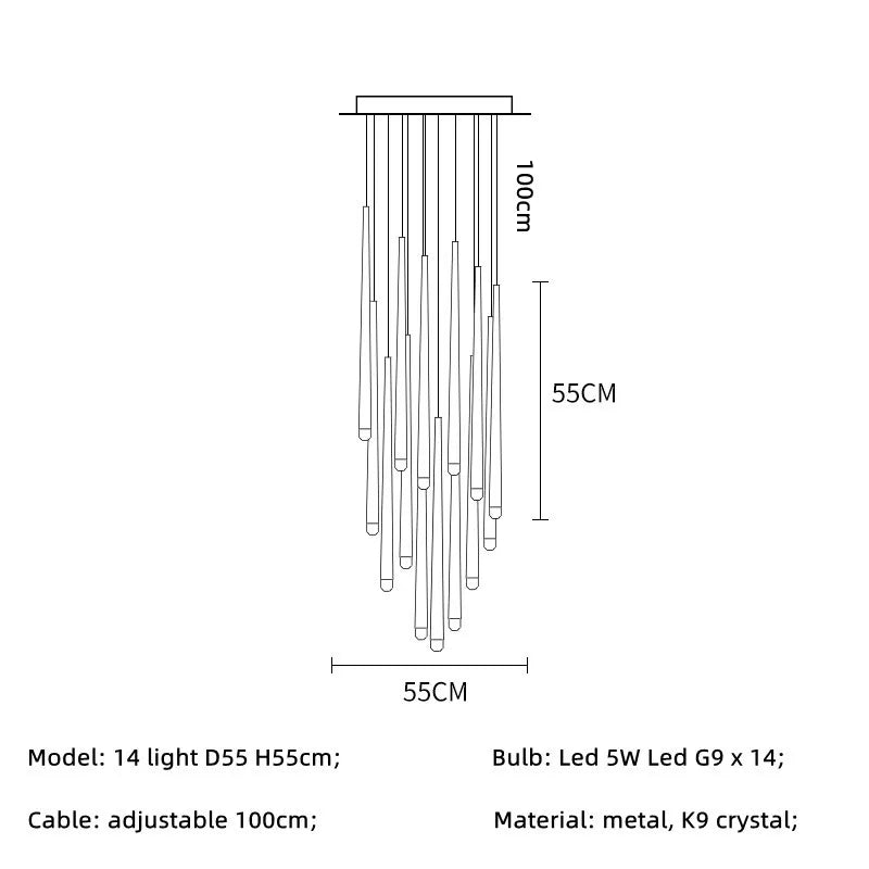 Retro Villa Led Crystal Pendant Chandelier for Elegant Home Decor