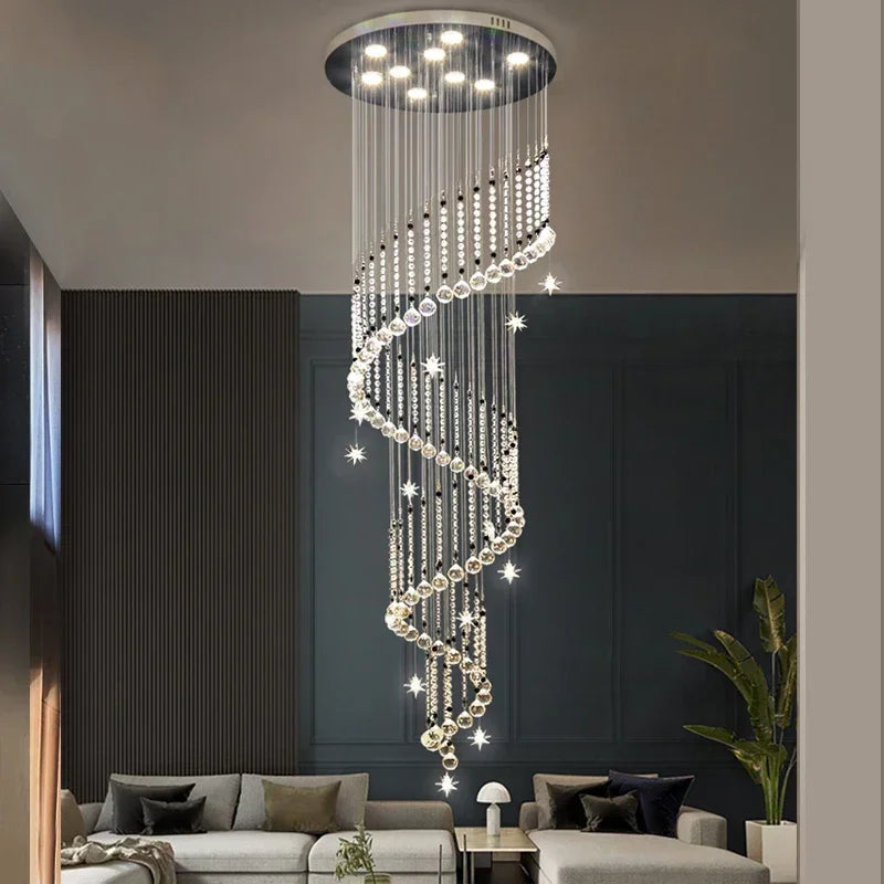 Crystal Spiral Chandelier: Modern Home Decoration for Living Room, Duplex, Villa, Loft