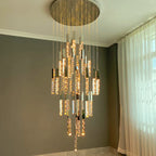 Crystal LED Chandelier: Stylish Staircase & Living Room Lighting