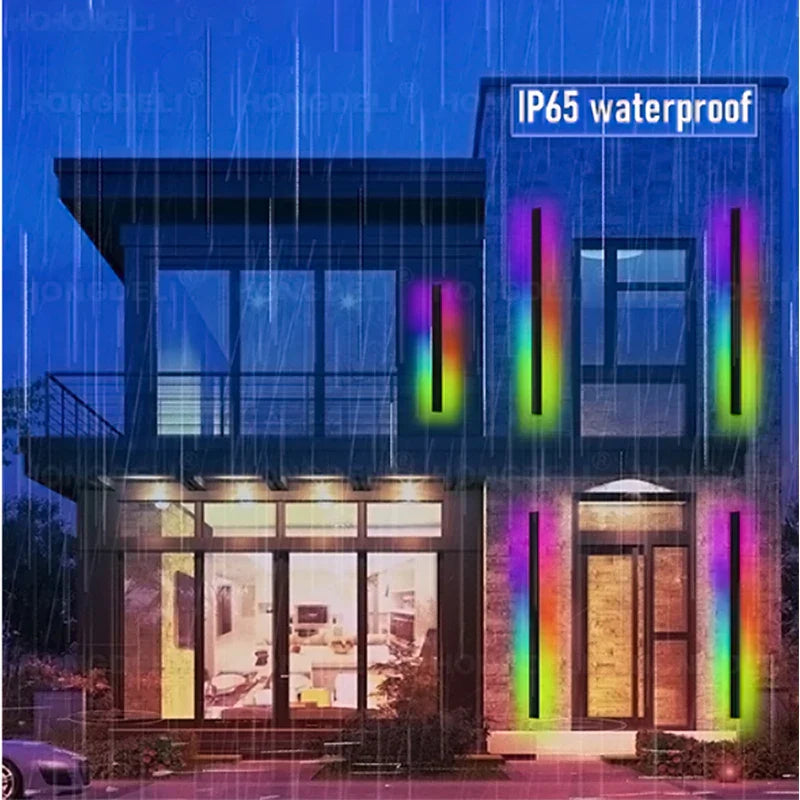 RGB Tall Outdoor Christmas Light Decoration - 7 Colors Atmosphere Remote Sconces