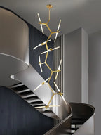 Gold Branch LED Chandelier for Duplex Villa Staircase - Modern Indoor Lighting