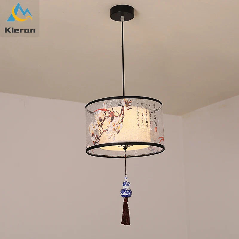 Modern Minimalist Fabric LED Chandelier Room Decoration Chinese Style Pendant Lamp