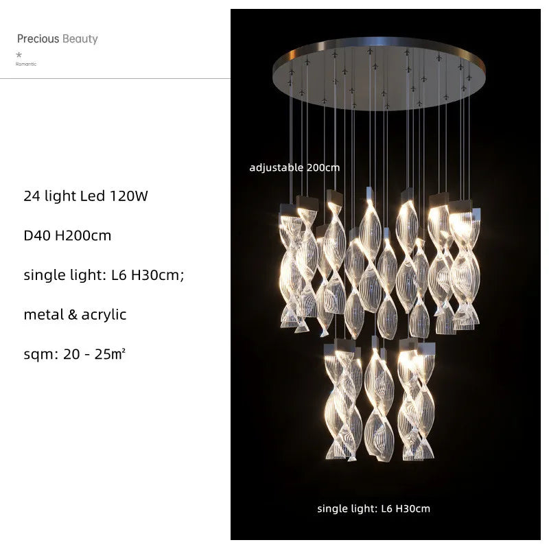 Nordic Acrylic LED Dimmable Chandelier Modern Luxury Foyer Pendant Lighting