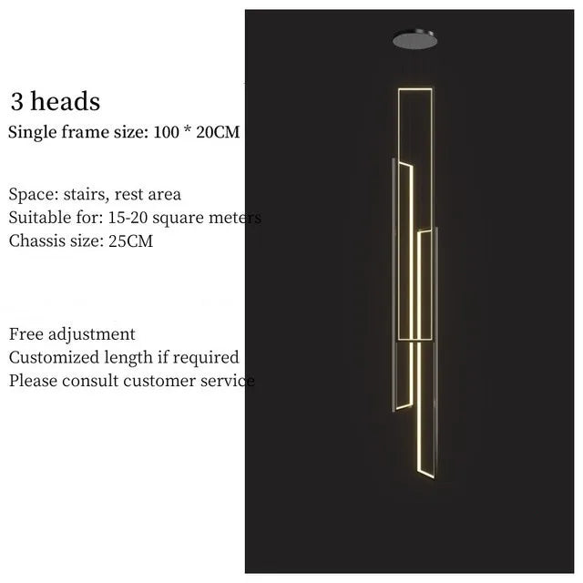 LED Stair Chandelier: Luxury Loft Geometry Pendant Lamps for Modern Living