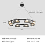 Smoky Gray Glass Chandelier Pendant Light for Luxury Living Room