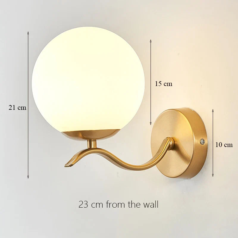 Luxury Glass Wall Lamp Brass Color Home Art Deco Sconce Wall Lights