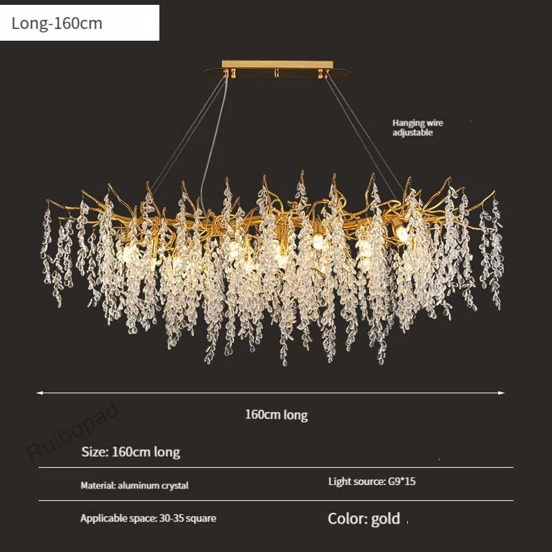 Gold Crystal Grapes Chandelier for Dining Living Room Bedroom