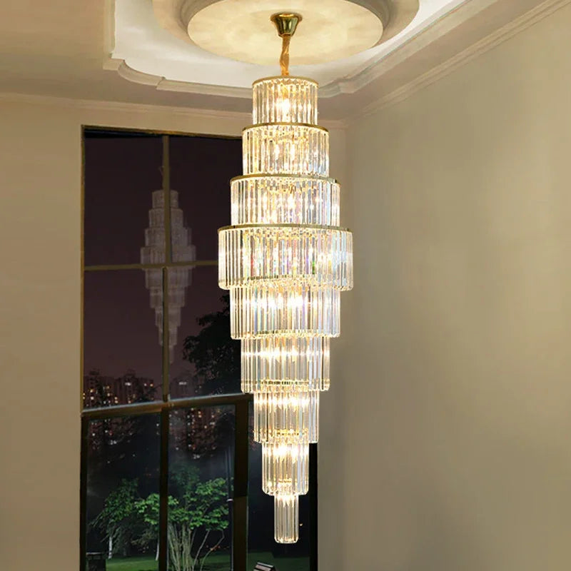 LED Rotating Staircase Chandelier for Luxurious Duplex Living & Villa Décor