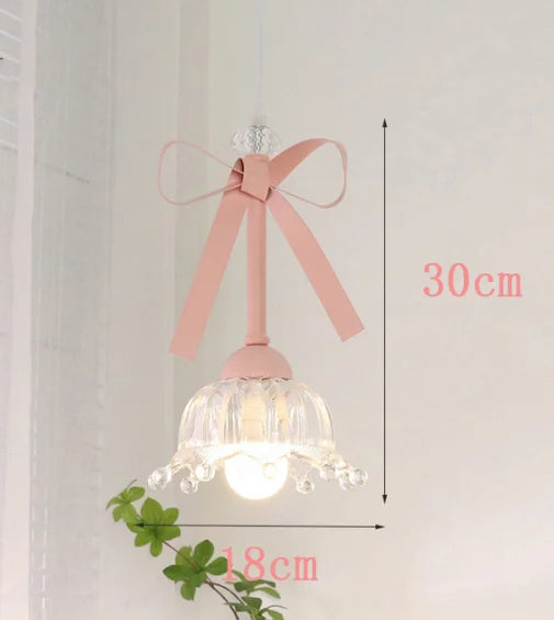 Princess Room LED Pendant Lamp Pink Bowknot Ceiling Light