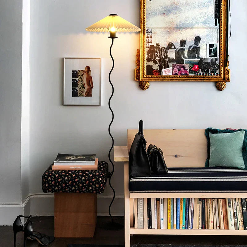Pleated Fabric LED Floor Lamp - Nordic Minimalist Design