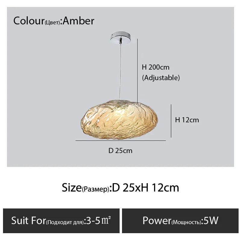 Glass Cloud Chandelier LED Pendant Lamp for Villa Staircase & Hotel