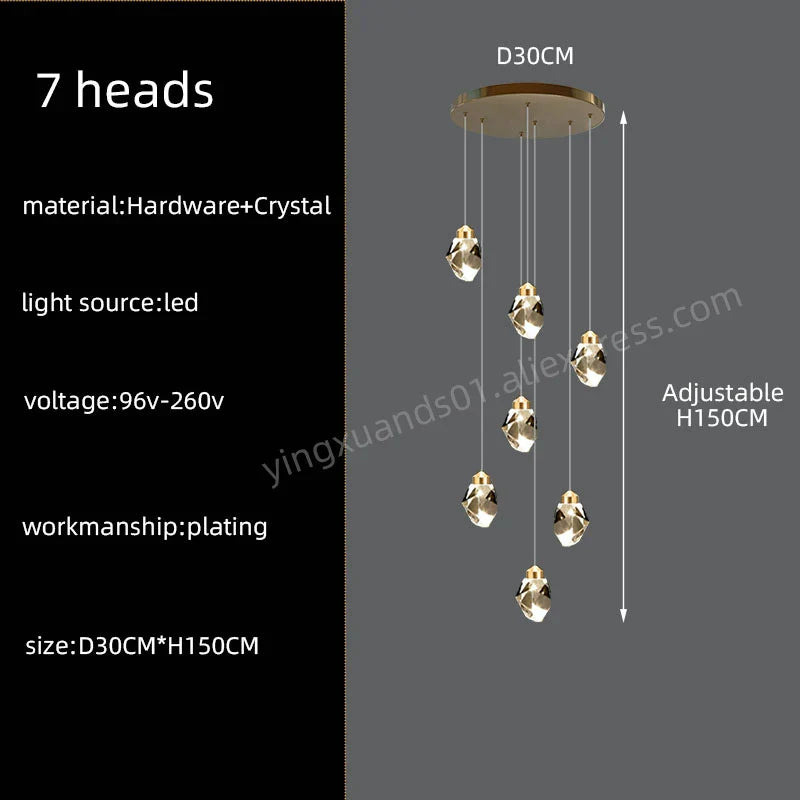 Nordic Crystal Chandelier | Living Room Villa Ceiling Light
