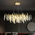 Frosted Aluminum Golden Branch Crystal Chandelier