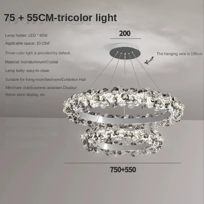 Sun Flower Crystal Rings Chandeliers: Modern Luxury Nordic Home Decor Hanging Ceiling Light