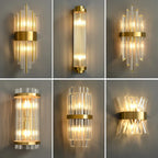 Modern Gold LED Crystal Wall Lamp Living Room Foyer Luxury Sconce